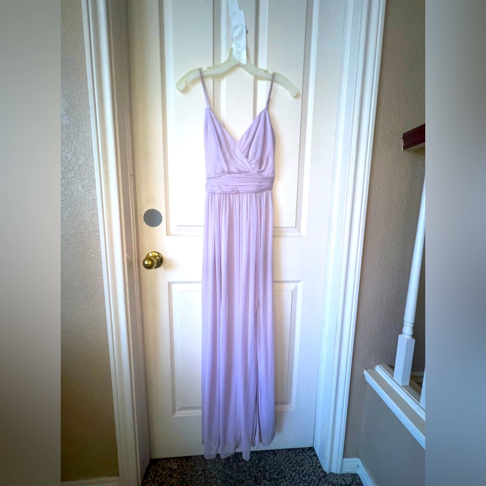 Lilac full length bridesmaid dress